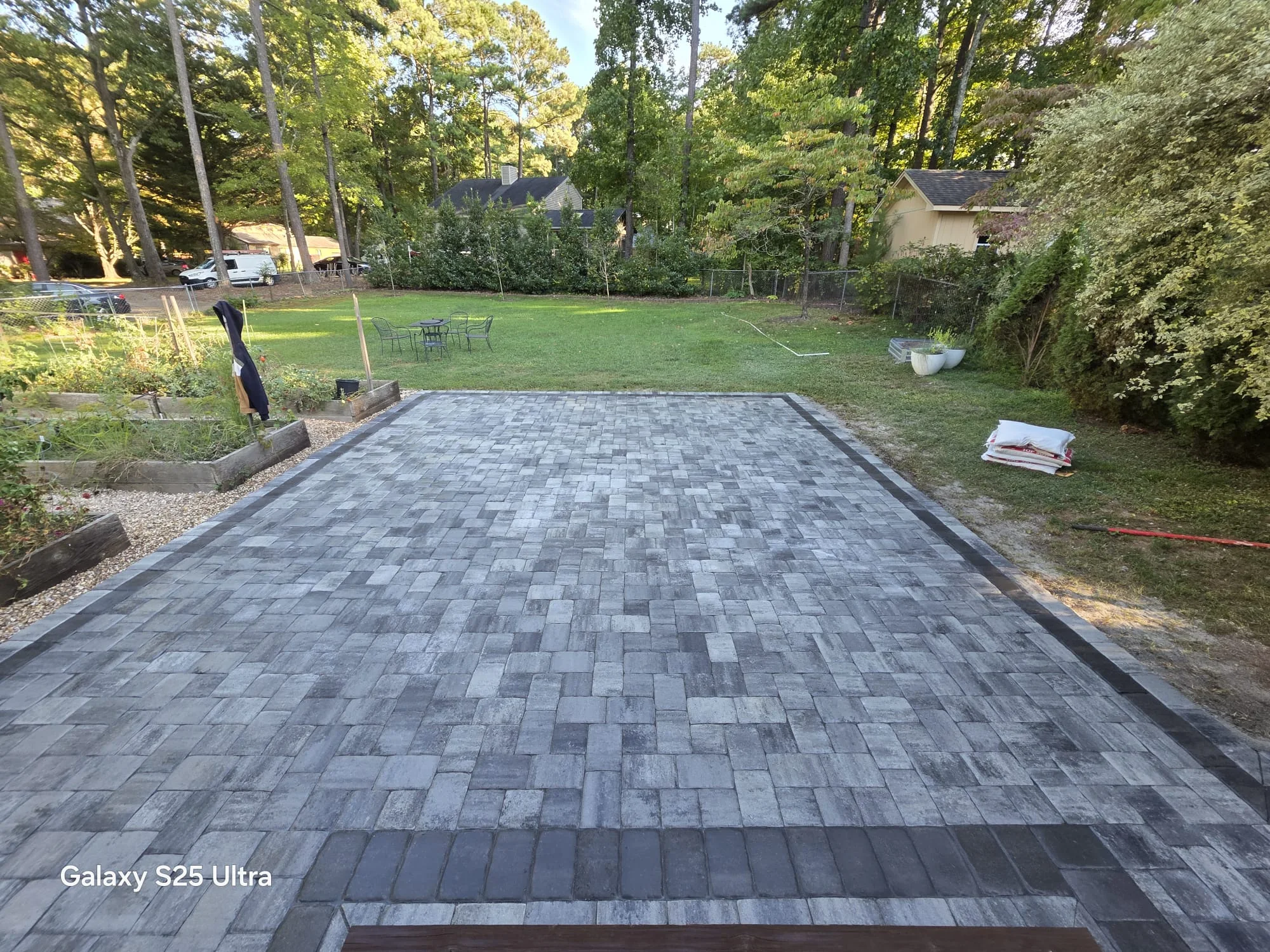 Finished patio, stone walls & entertainment space, Apex area