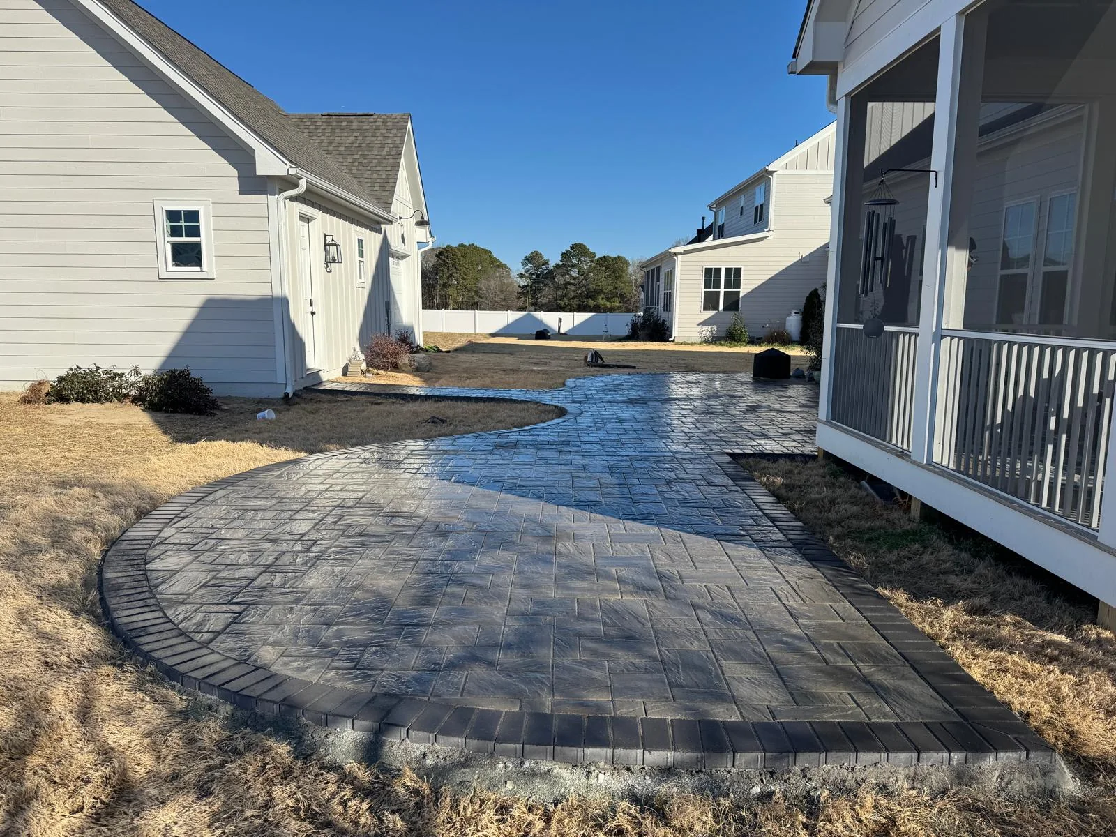 Retaining wall & stone patio, Holly Springs area