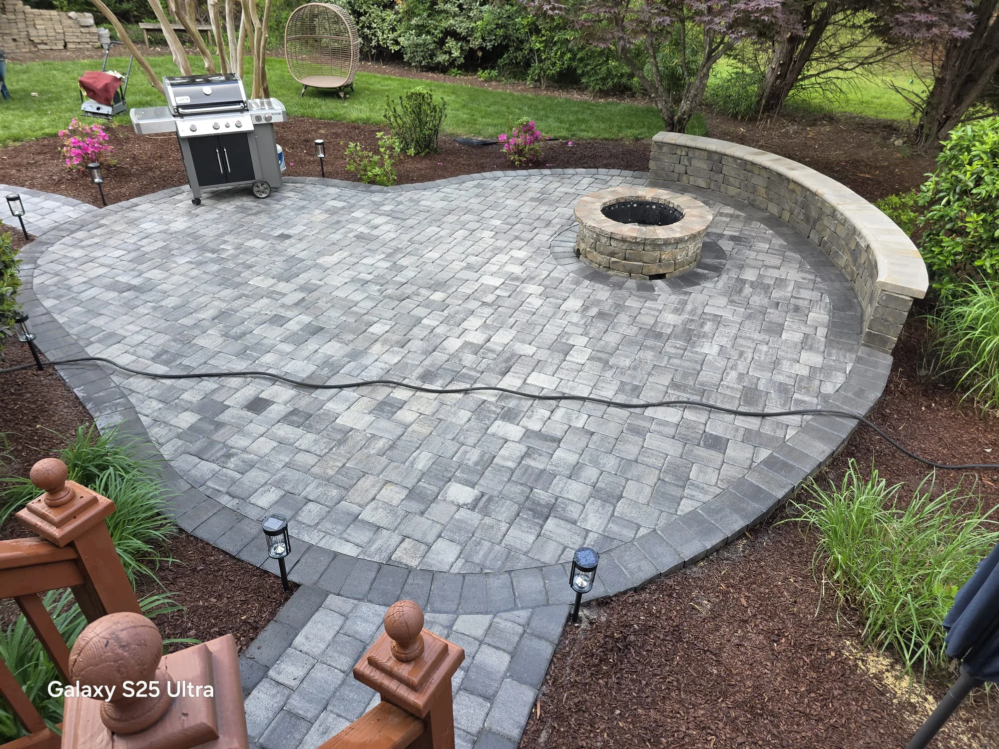 Retaining wall & stone patio, Fuquay-Varina area